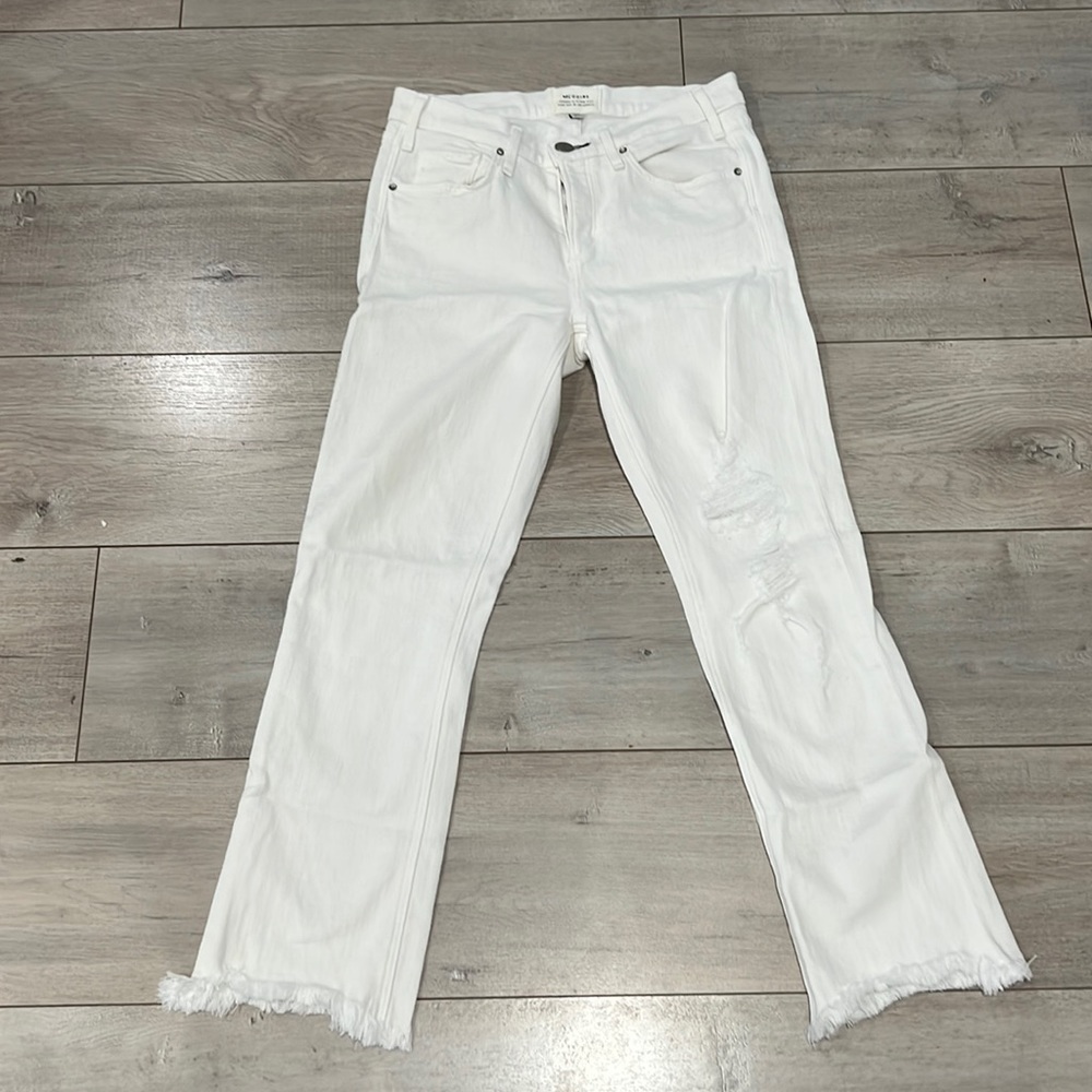 McGuire White Straight Leg Distressed Denim